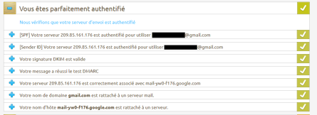 Mail-tester result: Authentication